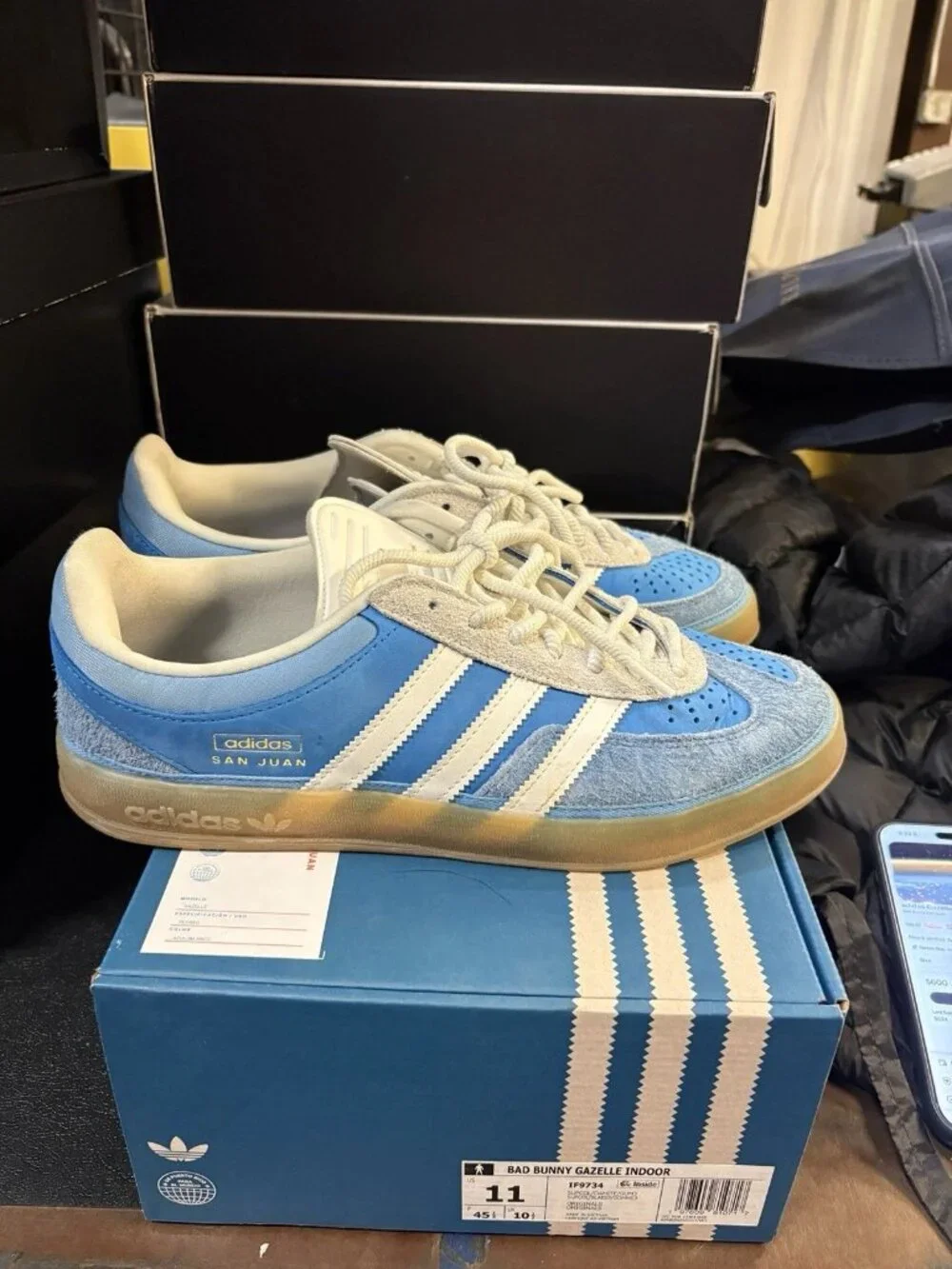 WORN Men’s adidas Gazelle Indoor Bad Bunny San Juan IF9734 Size 11 WITH BOX